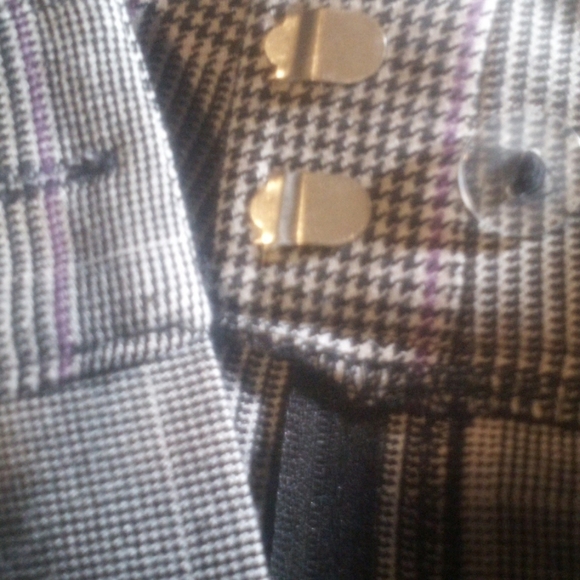 VINTAGE NINE WEST WOMEN'S HOUNDSOOTH PLAID DRESS SLACKS S 12 GREY WITH PURPLE &… - Picture 6 of 6